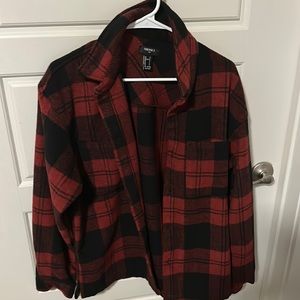 Forever 21 black red checkered shirt jacket size S